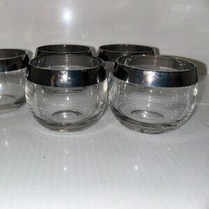 Whiskey Glass Set, Vt Silver Band Roly Poly Glasses, Set of 5
